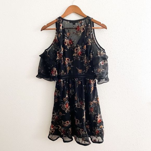 All Saints Black Floral Mini Dress - Picture 8 of 12